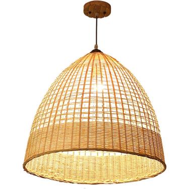 Imagem de Luminária Pendente De Vime Fazenda Vintage Boho Tecida à Mão Bambu Pendente Luzes Moderna Retro Vime Rattan Iluminação Pendente Para Ilha De Cozinha Quarto Sala De Jantar, 15.7in