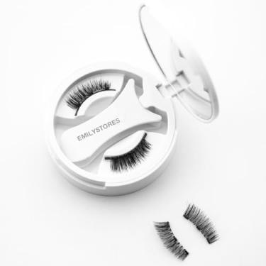 Imagem de EMILYSTORES Meio cílios magnéticos, cílios magnéticos curtos com aplicador gratuito, kit reutilizável para cílios pretos, aparência natural, sem adesivo para extensões de cílios (MLT17)