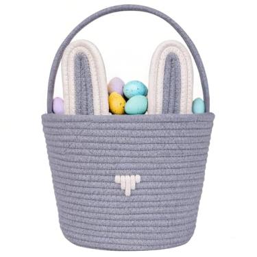 Imagem de Cesta de Páscoa, cestas de páscoa de coelho, baldes de Páscoa para crianças, meninas, cesta de caça de ovos de Páscoa, coelhinho, para decorações de Páscoa, doces, presentes de brinquedo