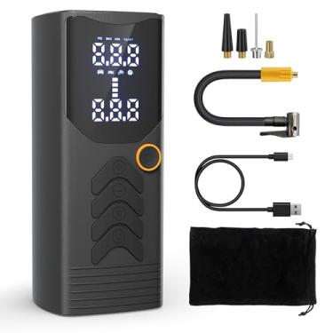 Imagem de Compressor de ar portátil com bomba de ar 150PSI elétrica sem fio com medidor de pressão, bomba de pneu inteligente de um clique para carro, motocicleta, bicicleta e bola, fácil de transportar