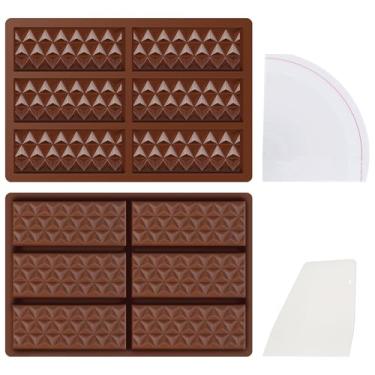 Imagem de 2 peças de moldes de barra de chocolate de silicone, molde de barra de chocolate antiaderente profundo fácil de desmoldar molde de barra de chocolate macio duradouro molde profundo para proteína e
