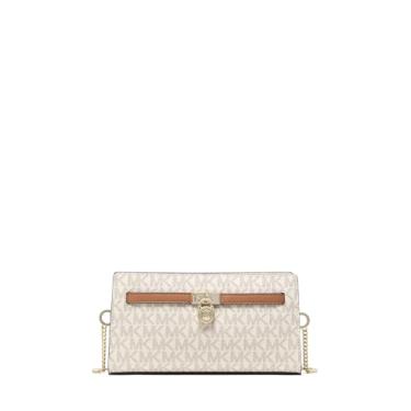 Imagem de Michael Kors Bolsa tiracolo conversível extra pequena Hamiton, ferragens douradas/sarja revestida com assinatura MK/baunilha/bolota