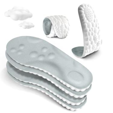 Imagem de 2 pares de solas de nuvem para homens e mulheres, palmilhas de nuvem de amortecimento de espuma viscoelástica macia, ultraconforto com suporte de arco para alívio da dor nos pés, palmilha ortopédica