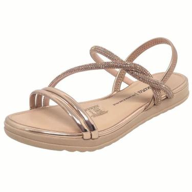 Imagem de Sandália Flatform Tiras Finas Strass Metalizada Dakota