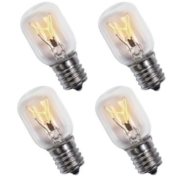 Imagem de Lâmpadas de micro-ondas 8206232A sob o capô 40W 125V base E17, substituição para Whirlpool Maytag GE LG micro-ondas regulável compatível com o modelo 8183993 8206443 (4 peças)