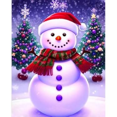 Imagem de Kits de pintura por números de Natal para adultos - kit de pintura por números, boneco de neve, kits de pintura por números de Natal para adultos em tela sem moldura, pintura a óleo, tintas acrílicas