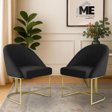 Imagem de KIT 2 Banqueta Poltrona Lua Penteadeira E Salão Com Base Metálica, pre