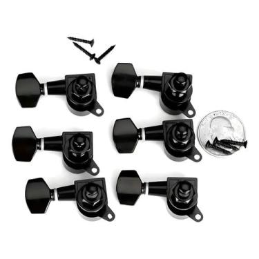 Imagem de Jogo 6 Tarraxas Pretas Blindadas 3x3 Waver Para Guitarra, Preto