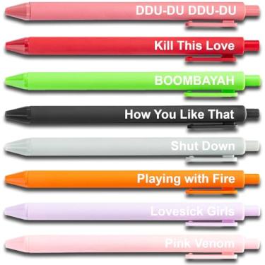 Imagem de Kpop Conjunto de canetas inspiradas em rosa preto, lindas canetas de gel pop K, produtos de presentes de pisca-pisca, lembrancinhas de festa de aniversário de música para meninas, presente de Natal