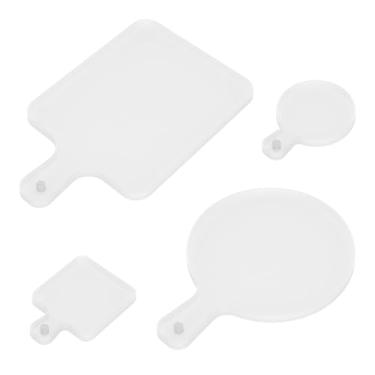 Imagem de 4 moldes de bandeja de silicone de resina, bandejas de resina de silicone macio com alça longa, fundição reutilizável, molde de bandeja de alça fácil de liberar para projetos de bricolage