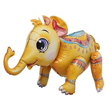 Imagem de Self Standing 4D Cute Cartoon Giant Tiger Gorilla ElephantAnimal Foil Balloon Happy Birthday Decorations Baby Shower Party Supplies Boys Toy (3D Elephant Brown)