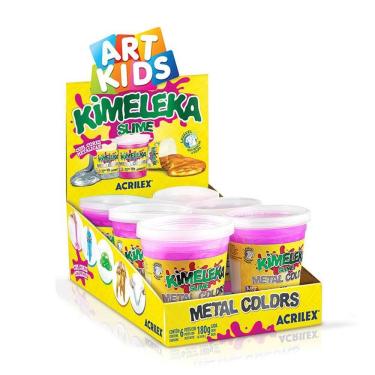 Imagem de Kimeleka Slime Art Kids metálica 180g - Rosa 672 - 6 Unidades - Acrilex