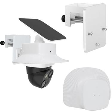 Imagem de Suporte de montagem de calha + capa de chuva compatível com Eufy SoloCam S340 (1 pacote, branco)