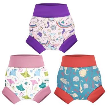 Imagem de MOEMOE Baby Fraldas de natação reutilizáveis, 3 peças, confortáveis, impermeáveis, fraldas de natação para meninos e meninas, aula de natação GG/5T