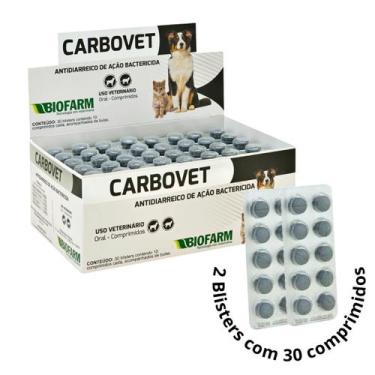 Imagem de CarboVet Antidiarreico Bactericida 2 Blisters c/ 10 Biofarm