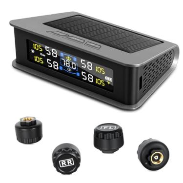 Imagem de Sistema de monitoramento de pressão de pneu, sistema de monitoramento de pneu RV com carga solar, monitor de pressão do pneu, exibição em tempo real, sistema de monitor de pressão de pneu atualizado