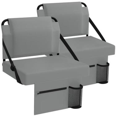 Imagem de janiry Assento de estádio pacote com 2 para arquibancadas com suporte para as costas, cadeiras portáteis com encosto e almofada, cinza