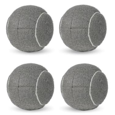 Imagem de 4 bolas de tênis pré-cortadas para andadores – Bolas deslizantes resistentes com almofadas de feltro para andadores e pernas de móveis, proteção de chão, decoração de festa com tema de tênis (cinza)