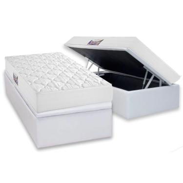 Imagem de Cama Box Baú Solteiro: Colchão Espuma D45 Herval New Top + Base CRC Linhão White (88x188)