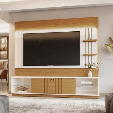 Imagem de Home Guaíba 2,00m Led TVs 65'' Nichos Porta de correr Prateleira Vidro