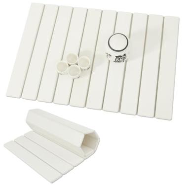 Imagem de FALESOUL Tapete grande de secagem de pratos de pedra para balcão de cozinha, 61 cm × 40,6 cm dobrável absorvente de secagem de pratos de terra de diatomáceas, tapetes ecológicos para pratos, garrafas