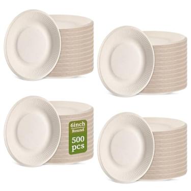 Imagem de Pratos de papel descartáveis de 500 unidades, pratos de papel redondos pequenos resistentes para aperitivos, sobremesas, bolos, alimentos, eventos, atividades, projetos de artesanato, suprimentos de