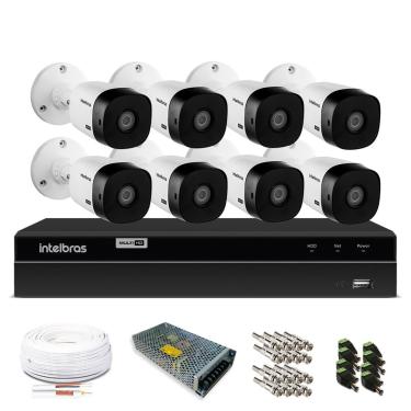 Imagem de Kit Monitoramento Intelbras com 8 Câmeras de Segurança 1080p, Sem HD