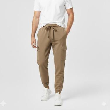 Imagem de Calça Cargo Jogger Masculina Sarja com Elástico e cordão Moda Streetwe