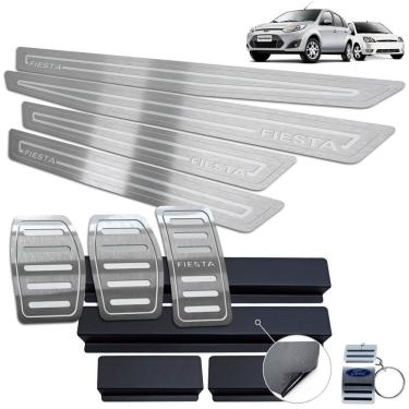 Imagem de Pedaleira Soleira Ford Fiesta 2007 A 2014 Prata Baixo Relevo