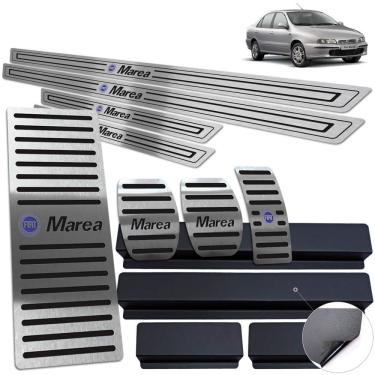 Imagem de Soleira Pedaleira Descanso Inox Fiat Marea 1998 A 2007 Preto