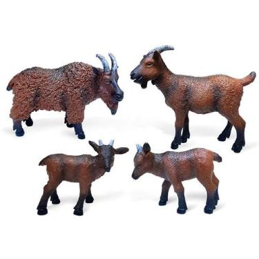 Imagem de Conjunto de minibonecos de cabra em PVC realista para animais de fazen