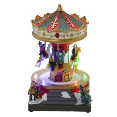 Imagem de Cenário Vila Natalina Carrossel Decorativo Com Luz Som Movimento Decor
