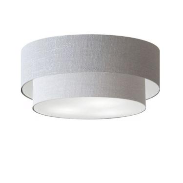 Imagem de Plafon Duplo Cilíndrico Vivare Md-3024 Cúpula Em Tecido 60x50cm - Bivolt Rustico-cinza