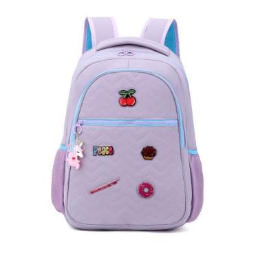 Imagem de Mochila de Costas Feminina Escolar Reforçada Patch Cor Lilás - CRUZEIR