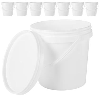 Imagem de AKOLAFE Pacote com 8 baldes de tinta para pintura de plástico de 3 litros recipientes de tinta de retoque com tampas e alças Lata de tinta de 3/4 galão recipientes de armazenamento de tinta vazios