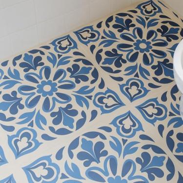 Imagem de 10 Pisos Azulejo Português Porcelanato Autocolante Lavável (Azul)