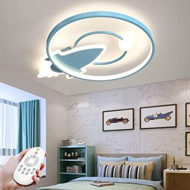 Imagem de Luminária de teto LED para crianças, luminária de teto com desenho animado, lustre regulável com controle remoto, luz moderna para decoração de quarto de meninos e meninas, sala de estar, es