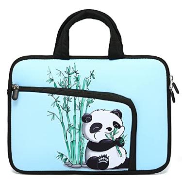 Imagem de Bolsa para laptop 14 15 15,4 15,4 15,6 polegadas com suporte para notebook capa de neoprene macia com bolsos extras para Dell, Lenovo, Toshiba, HP, Chromebook ASUS Acer (Panda fofo)