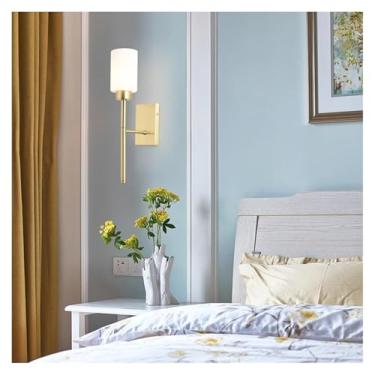 Imagem de Luminária de parede moderna de bronze com cúpula de vidro transparente, luminária de parede compatível com LED para quarto, sala de estar, varanda - acabamento dourado elegante, base E27,