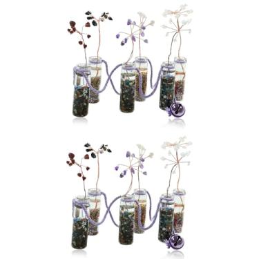 Imagem de Bairdish 12 peças de cristais árvore da vida, cristais de arte de parede e pedras de cura com garrafas de vidro - Árvore artificial de cristal para energia positiva, boa sorte, decoração de parede de