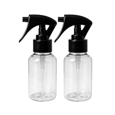 Imagem de Kit 2 Frasco Spray Mini Trigger Preto Borrifador 100ml Liquido Alcool Perfume Multiuso Faxina Refil