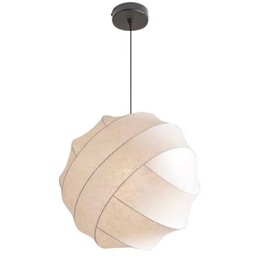 Imagem de Luminária pendente de seda branca de 15,7 polegadas para cozinha, sala de jantar, quarto, restaurante, moderno, tambor, elegante, lustre suspenso