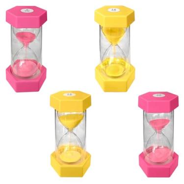 Imagem de Conjunto de ampulheta colorida com temporizador de ampulheta – Pacote com 4 temporizadores de areia multitempo para crianças aprendendo, jogos de sala de aula e uso na cozinha, ampulheta acrílica