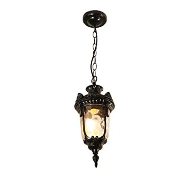 Imagem de Lustre europeu à prova d'água de led para áreas externas, luminária pendente de cabeça única, luzes para áreas externas, preto, 34 cm