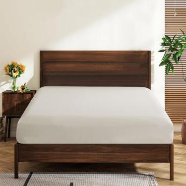 Imagem de Pacote com 2 lençóis Queen Size 100% algodão egípcio, 600 fios, bolso profundo de 40,6 cm, ultramacio, luxuoso, durável, respirável e confortável (lençol com elástico Queen, bege claro)