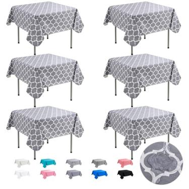 Imagem de Enjoyidea Toalha de mesa quadrada de vinil com forro de flanela - pacote com 6 toalhas de mesa de plástico à prova d'água 137 x 137 cm - Lençóis de mesa de jantar - Pano de óleo limpável ao ar livre