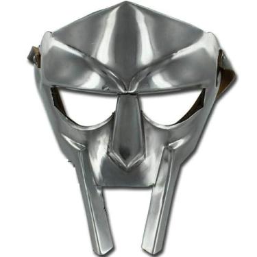 Imagem de Halloween Medieval Gladiator Costume Mask 18g Re-Enactment MF Doom Handmade Gladiator Face Mask Fantasy Party Costume Roman Gladiators Arena Maximus Helmet mf doom Movie viking Prop(Silver)