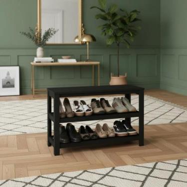 Imagem de Sapateira Banco de Piso para Closets e Quartos 8 Pares Sapatos - Preto