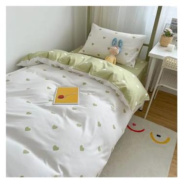 Imagem de Conjuntos de cama em forma de coração solteiro casal Queen capa de edredom fronha presente compatível com meninas (B 200 x 230 cm 4 peças)