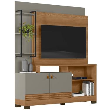 Imagem de Estante Painel Para TV 50 Pol 160cm River L05 Amêndoa Titânio - Lyam Decor